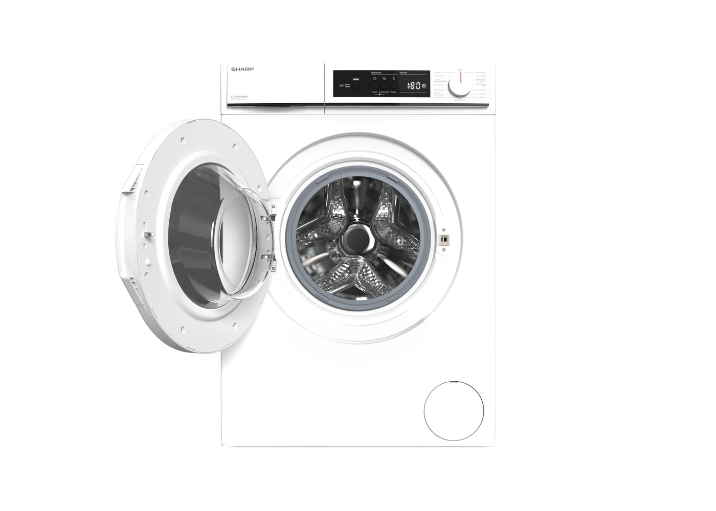 Sharp ES-NFA814WWNA-DE Waschmaschine Frontlader/A / 8 kg / 1400 U/min/Inverter Motor / 15 Programme inkl. 12 min Kurzprogramm/AquaStop/Weiß