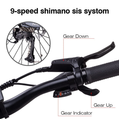 nakxus 27M202 E-Bike Elektrofahrrad 27.5" E-Fahrrad Mittelmotor Max. Reichweite bis zu 150km, Geländegängiges Mountainbike mit Shimano 9 Gängen, City E-Bike Herren Damen