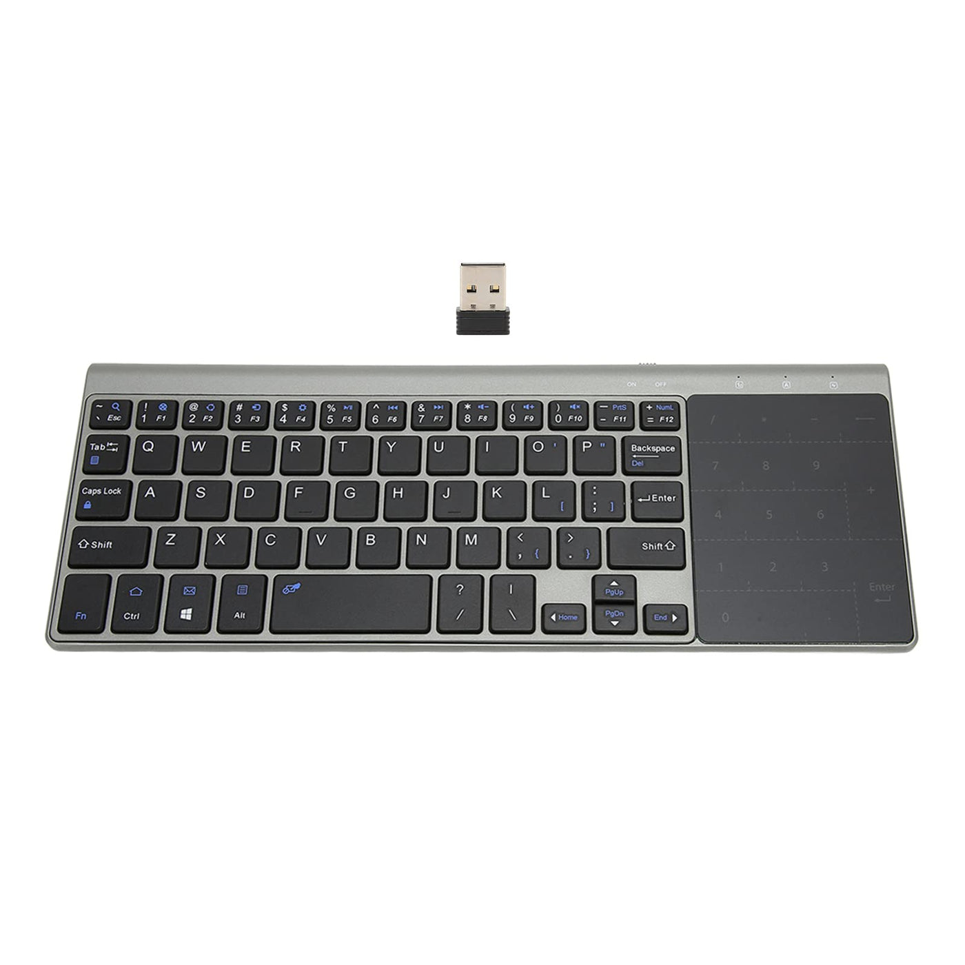 Annadue 2,4G Wireless Tastatur mit Touchpad Ziffernblock, Tragbare Ultrakompakte Vollständige QWERTY Tastatur und Touch Maus, mit USB Empfänger Fernbedienung für Notebook, Computer, TV