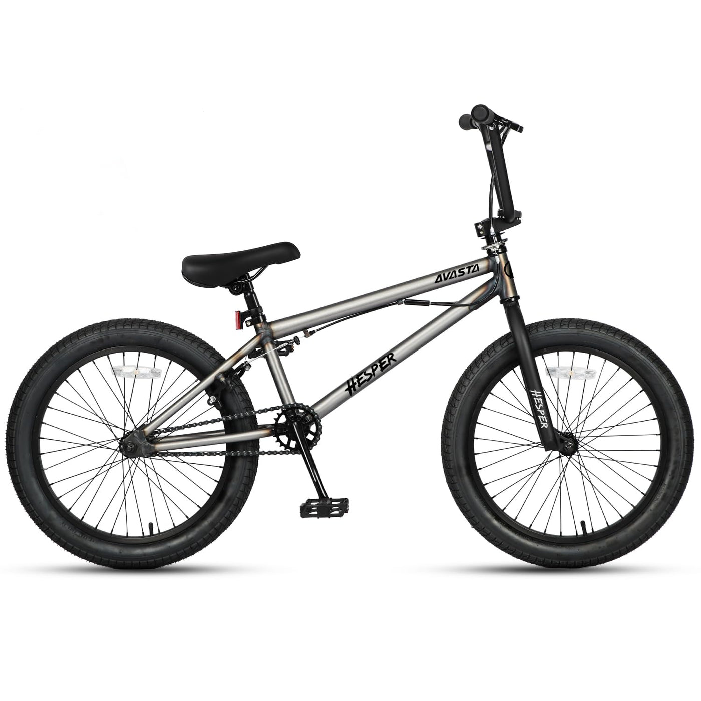 AVASTA Hesper 20 Zoll Kinderfahrrad Freestyle BMX mit 4 Pegs Fahrräder für 6-14 Jahre alte Jungen und Anfänger,Grau