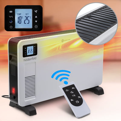 Heidenfeld Elektro Konvektorheizung EK100 | 𝟑 𝐉𝐀𝐇𝐑𝐄 𝐆𝐀𝐑𝐀𝐍𝐓𝐈𝐄 - 2300 Watt - Fernbedienung - Timer - LCD-Display - Heizkörper - Heizgerät - Elektroheizung - Bis 40 m² - Konvektor (EK100)