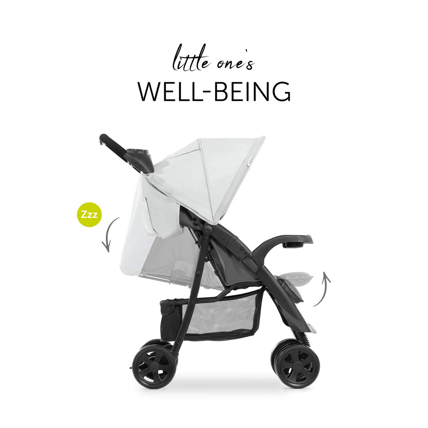 hauck Buggy Shopper Neo II mit 2 Getränkehalter und Snack-Tablett, Einhändig Klein Faltbar, ab Geburt bis 22 kg mit Liegefunktion, Tasche im Verdeck, XL Korb bis 3 kg (Grey)