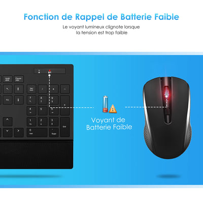 ANSTA drahtlose Maus Tastatur Kombination, drahtlose Tastatur mit Maus, 2.4 GHz Deutsches drahtloses Layout mit Armlehne, PC/Notebook Batterielebensdauer ist lang