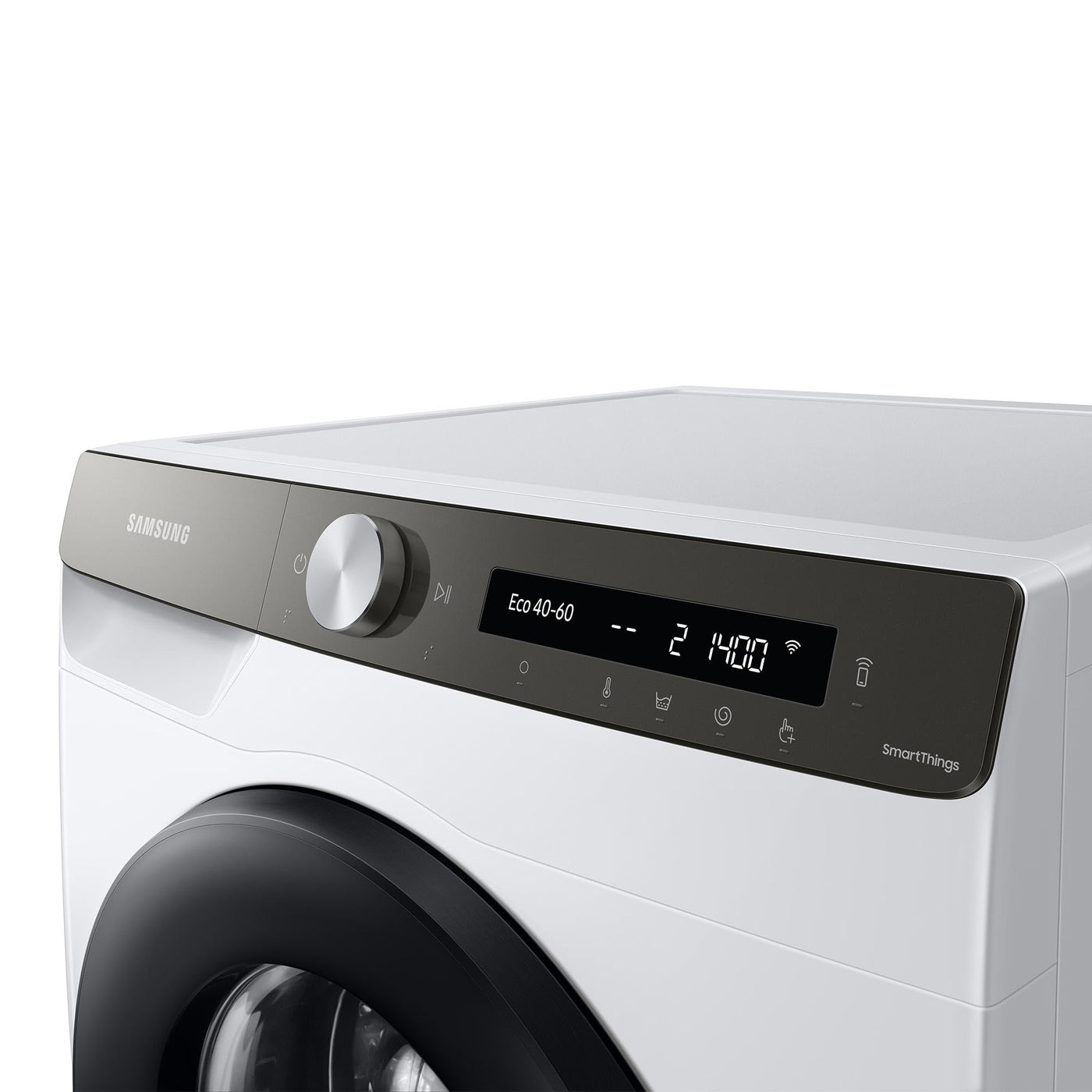 Samsung Waschmaschine, 8 kg, 1400 U/min, Ecobubble, Automatische Waschmittel- und Weichspülerdosierung, Weiß/Schwarz, WW8ET534AATAS2
