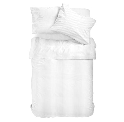 Amolavet Hotel Bettwäsche 135x200 Baumwolle Weiß 2teilig Set Bettwäsche 135x200 Mako Satin Baumwolle Damast Streifen Weiss mit Reißverschluss für Ganzjährig