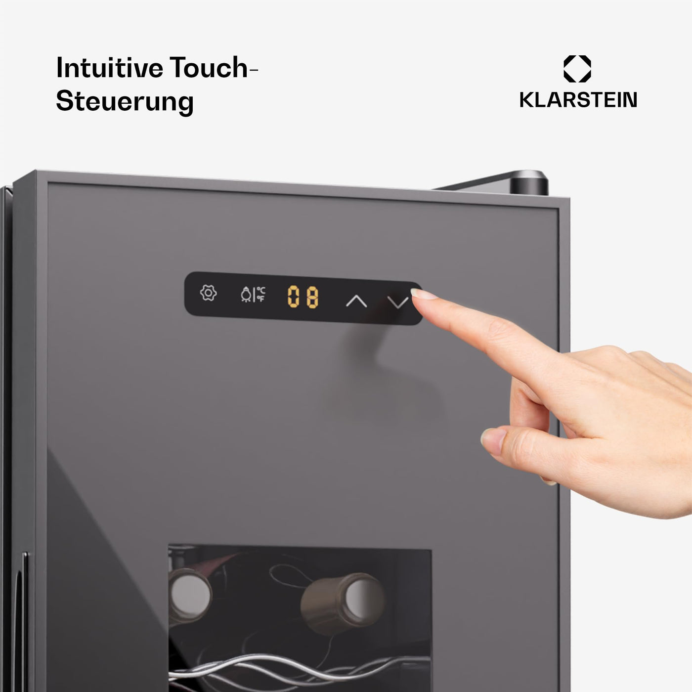 Klarstein Freistehender Weinkühlschrank 1 Zone, Getränkekühlschrank Klein, Kleiner Weinschrank, Wein-Kühlschrank Klein mit Glastür, Indoor/Outdoor Flaschenkühlschrank, Wine Fridge, 12 Flaschen