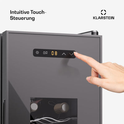 Klarstein Freistehender Weinkühlschrank 1 Zone, Getränkekühlschrank Klein, Kleiner Weinschrank, Wein-Kühlschrank Klein mit Glastür, Indoor/Outdoor Flaschenkühlschrank, Wine Fridge, 12 Flaschen
