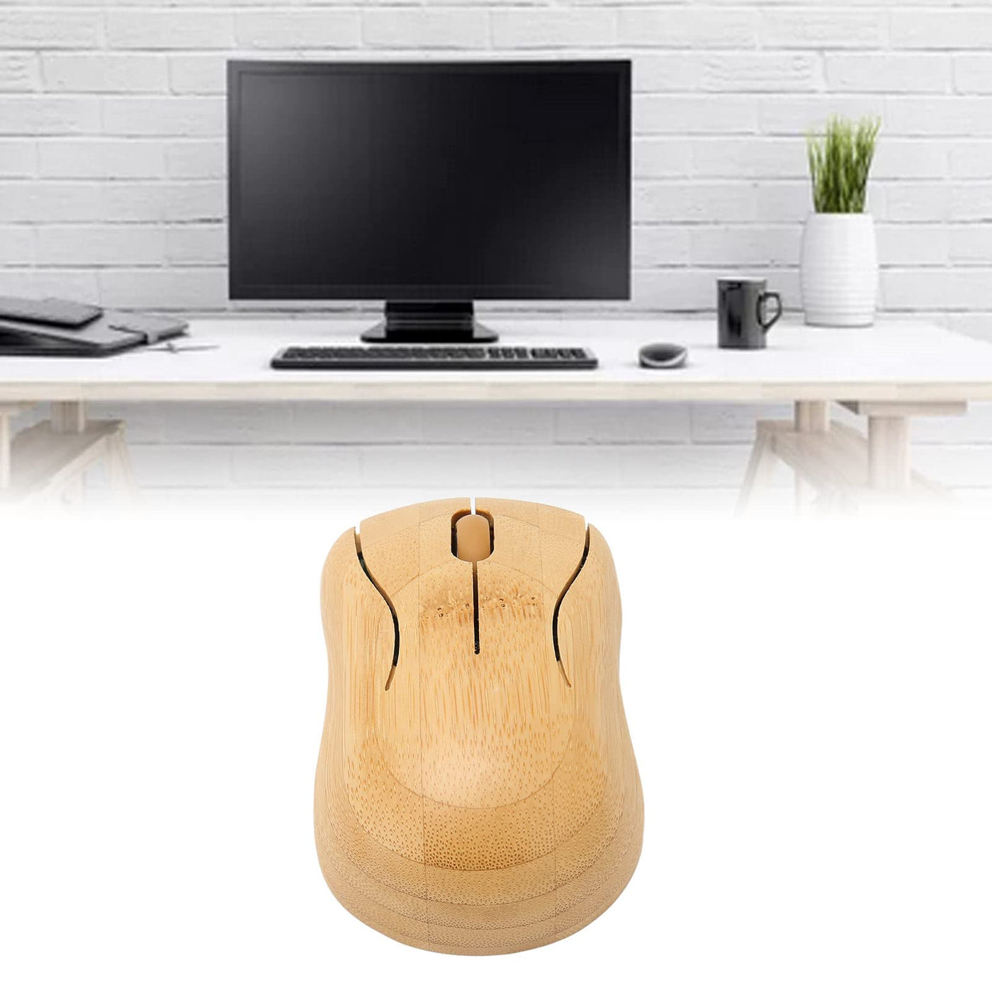 Kabellose Maus-Tastatur aus Bambus, Computer-Steuergeräte aus Holz mit 2,4-GHz-Wireless-Verbindung, Freunde (Maus)