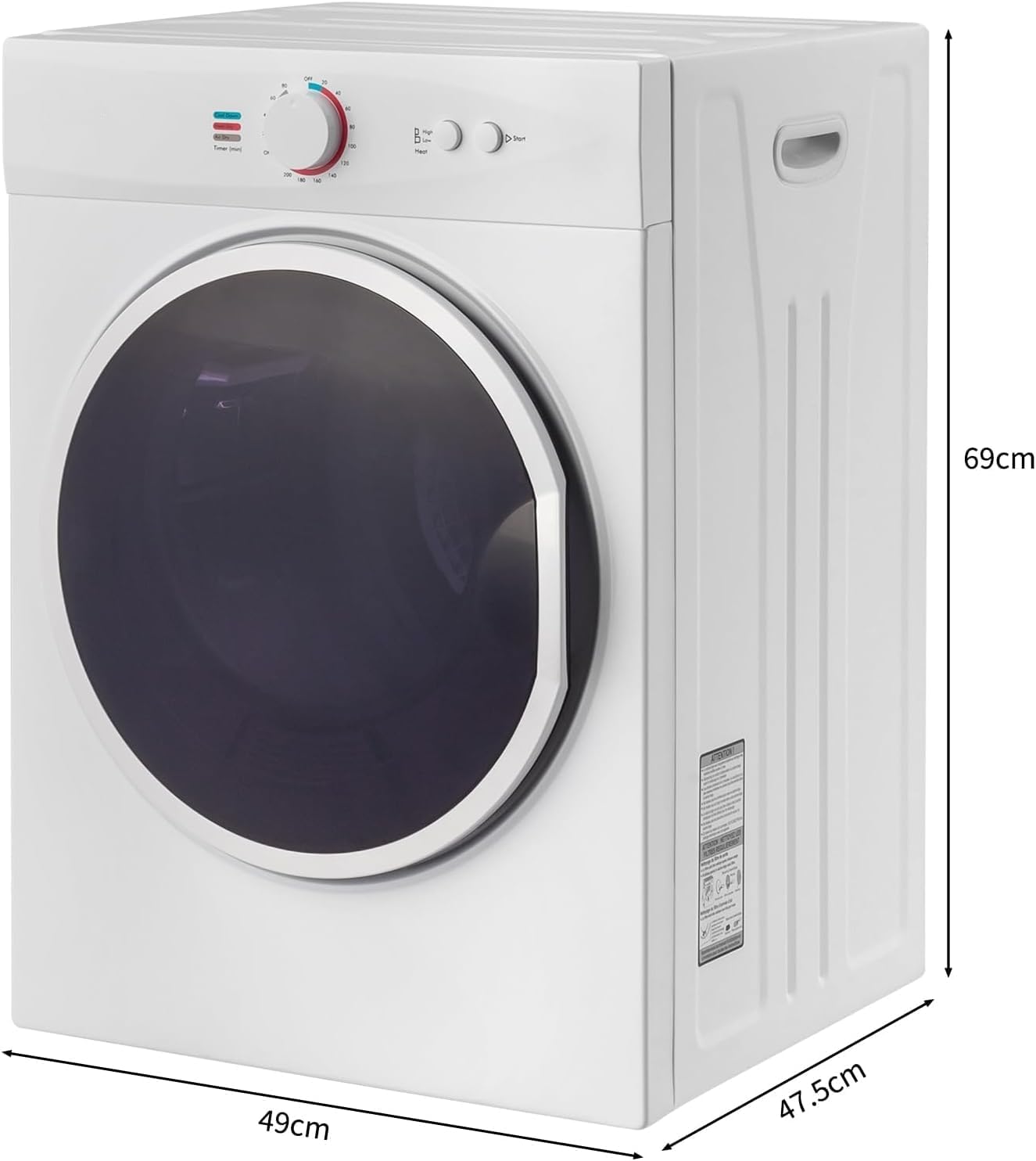 LEADZM Mini Wäschetrockner Elektrischer Trockner Ablufttrockner,3KG,40L,900W,3 Trocknungsmodi