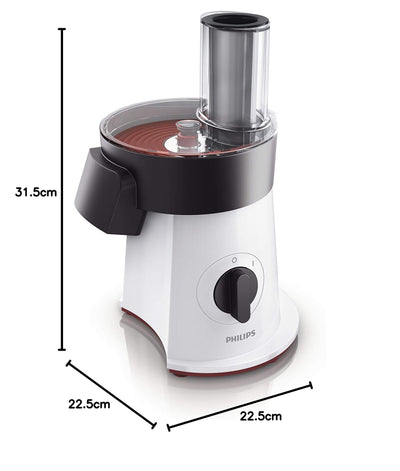 Philips HR1388/80 Viva Collection Salatzubereiter und Zerkleinerer / 200 W / 6 Scheibensätze aus Edelstahl, weiß/schwarz/rot