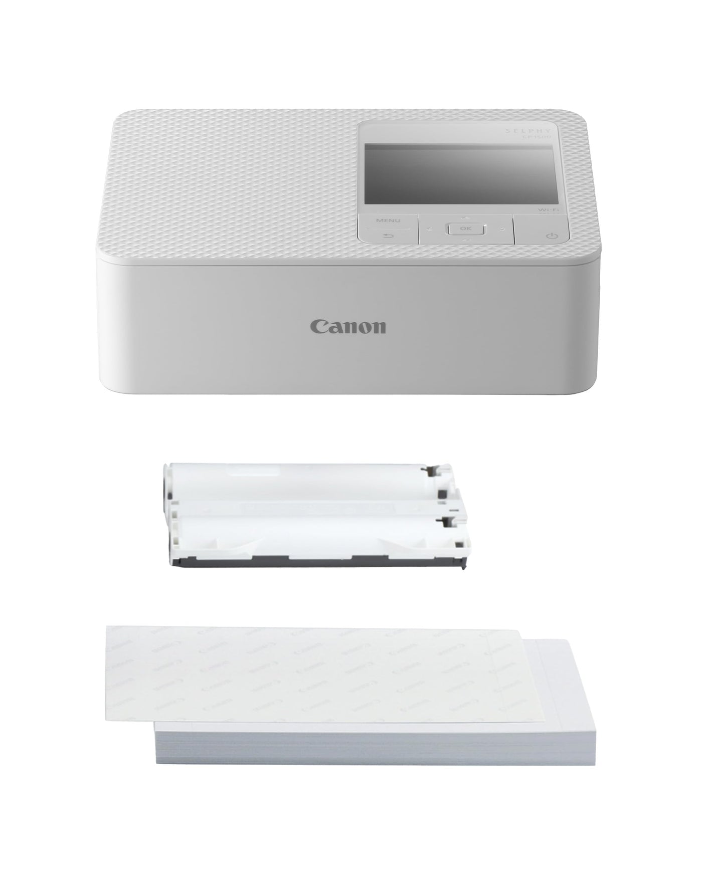 Canon SELPHY CP1500 Mobiler Fotodrucker mit Papierset, Weiß - Drahtloser Bluetooth-Drucker mit Zubehör - Kompakt und Leicht - Mi 54 Blatt Papier im 4x6 Postkartenformat