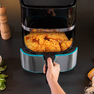 Cecotec Heißluftfritteuse 5,5 L Cecofry Full Inox 5500 Pro. 1700 W, Kompaktes und Digitale, Diät-Fritteuse, Edelstahlausführung, ölfrei, PerfectCook-Technologie, Thermostat, 8 Modi