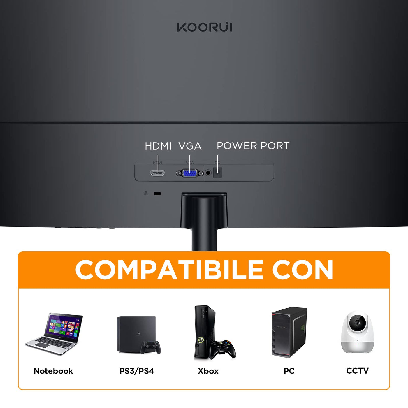 KOORUI Curved Monitor - 27 Zoll FHD Curved Computer Monitor, VA-Panel, 75Hz, Krümmung 1800R, Neigungsverstellung, Augenpflege, HDMI, VGA Gaming Monitor, Schwarz