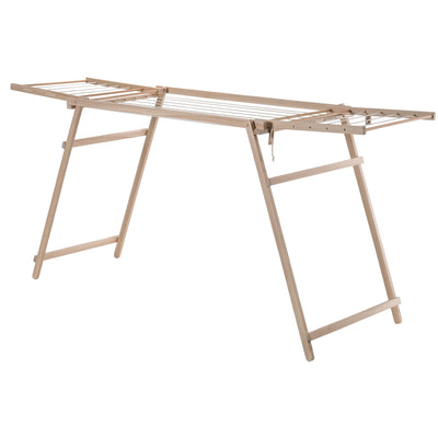 KADAX Holzwäscheständer, 177 cm Trockenlänge, klappbarer Standtrockner, Wäschehalter aus Holz, Wäschetrockner, Flügelwäscheständer, Faltwäscheständer (H: 80 cm, Braun)