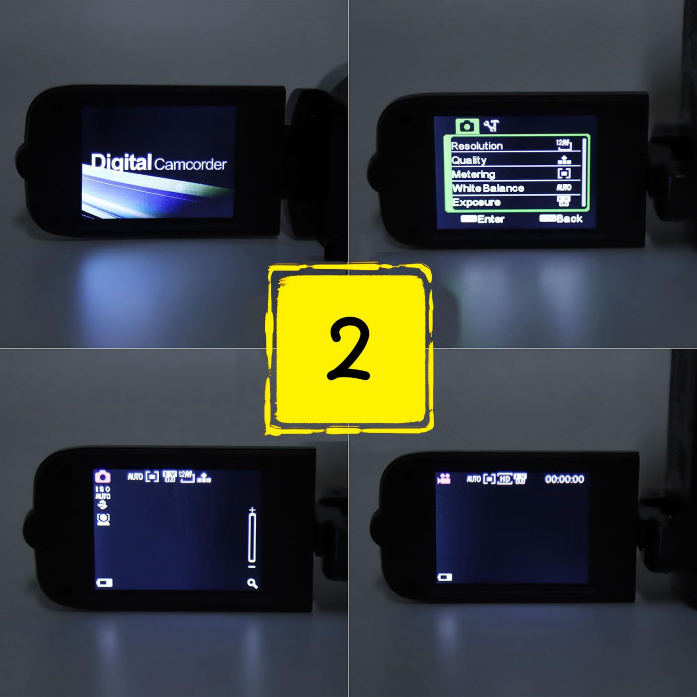 Kids Videokamera-Camcorder, 16x 1080P 30fps Vlogging Kamerarecorder mit Drehbarem 2,7-Zoll-TFT-Bildschirm, Class10 U3-Chip, Fülllicht, Eingebautem Lautsprecher, Support 32GB Expandable(Schwarz)