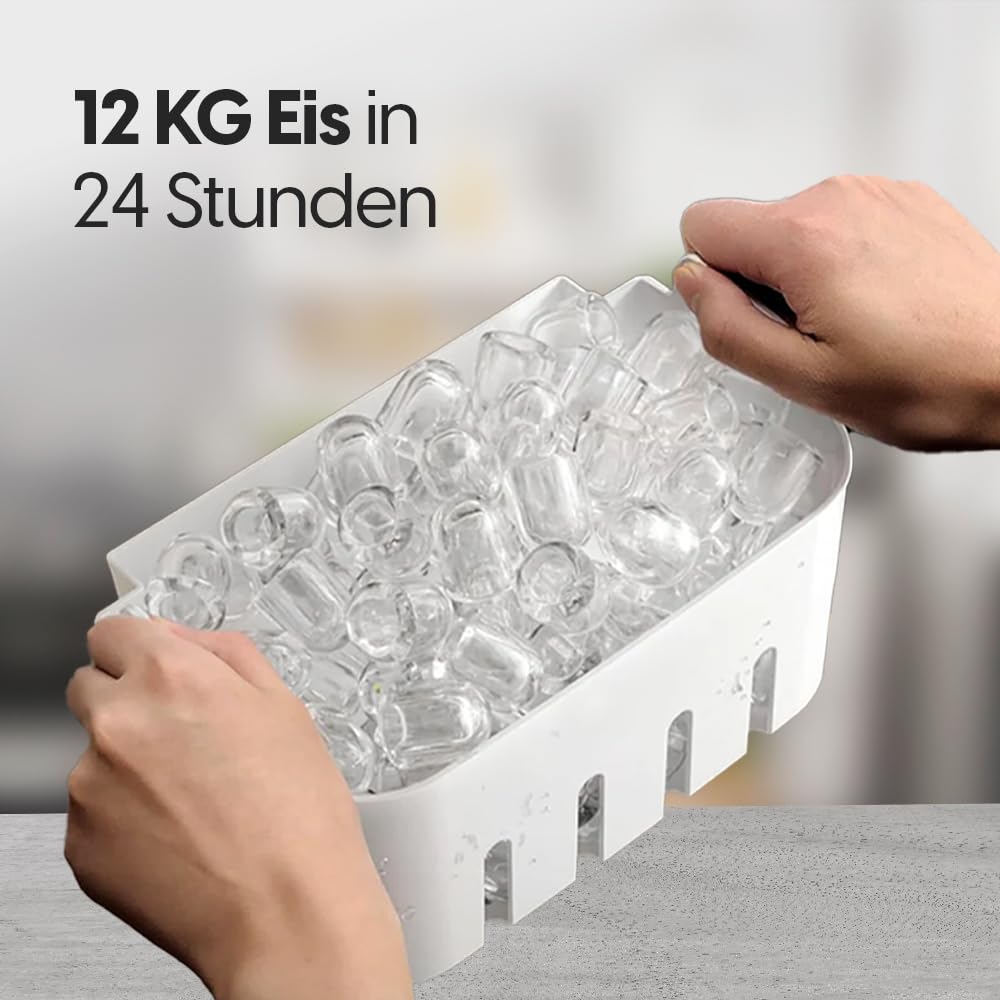 STARKFELD ICE MAKER - Luxus Eiswürfelmaschine | 20 KG Eis in 24 Stunden | Selbstreinigend & Keimfrei | 1,5L Wassertank | Eis in 6 Minuten | 2 Größen Eis | Kompakt & Leise | Cocktail Maschine (Schwarz)