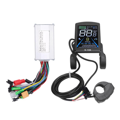BuyWeek Elektrofahrrad Brushless Motor Controller Kit, 36V 48V 250W 350W 17A 3 Modus Sinuswelle Controller S-100 Farbe LCD Display Meter Kit für Elektroroller E-Bike