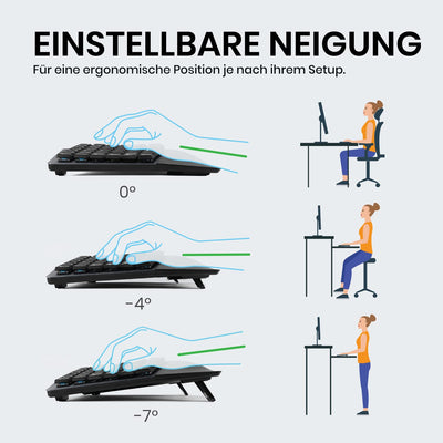 Perixx PERIBOARD-335RD DE, Kabelgebundene ergonomische mechanische Tastatur – Low-Profile Red Linear Switches – Programmierbare Funktion – Kompatibel mit Windows und Mac OS X – Deutsch QWERTZ