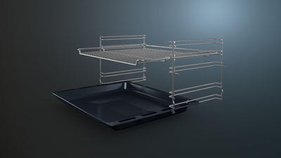 Siemens HB113FBS1, iQ100 Einbau-Backofen, 60 x 60 cm, Schwarz, Edelstahl, Schnellaufheizung, Gleichmäßig Bräunung durch 3D Heißluft, einfache Bedienung dank LED Display und versenkbarer Drehwähler