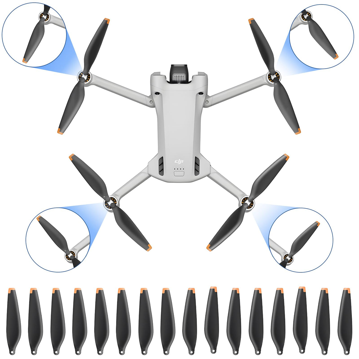 24Pcs Propeller für DJI Mini 4 Pro/Mini 3 Pro Ersatzpropeller Blätter Geräuscharm Flügel 6030F Luftschrauben DJI Mini 3 / 4 Pro Drohnenzubehör Exklusive Schrauben & Schraubendreher Orange