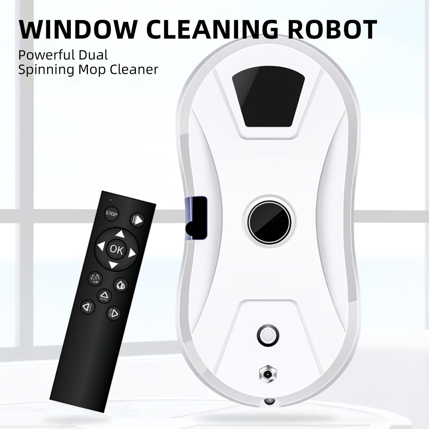 AHWOiHS Fensterputzroboter Automatischer Fensterreinigungsroboter Fensterroboter Mit Wasserstrahl, Fensterreiniger Roboter Elektrisch Fenstersauger 5600pa Starke Saugkraft für Große Außenfenster