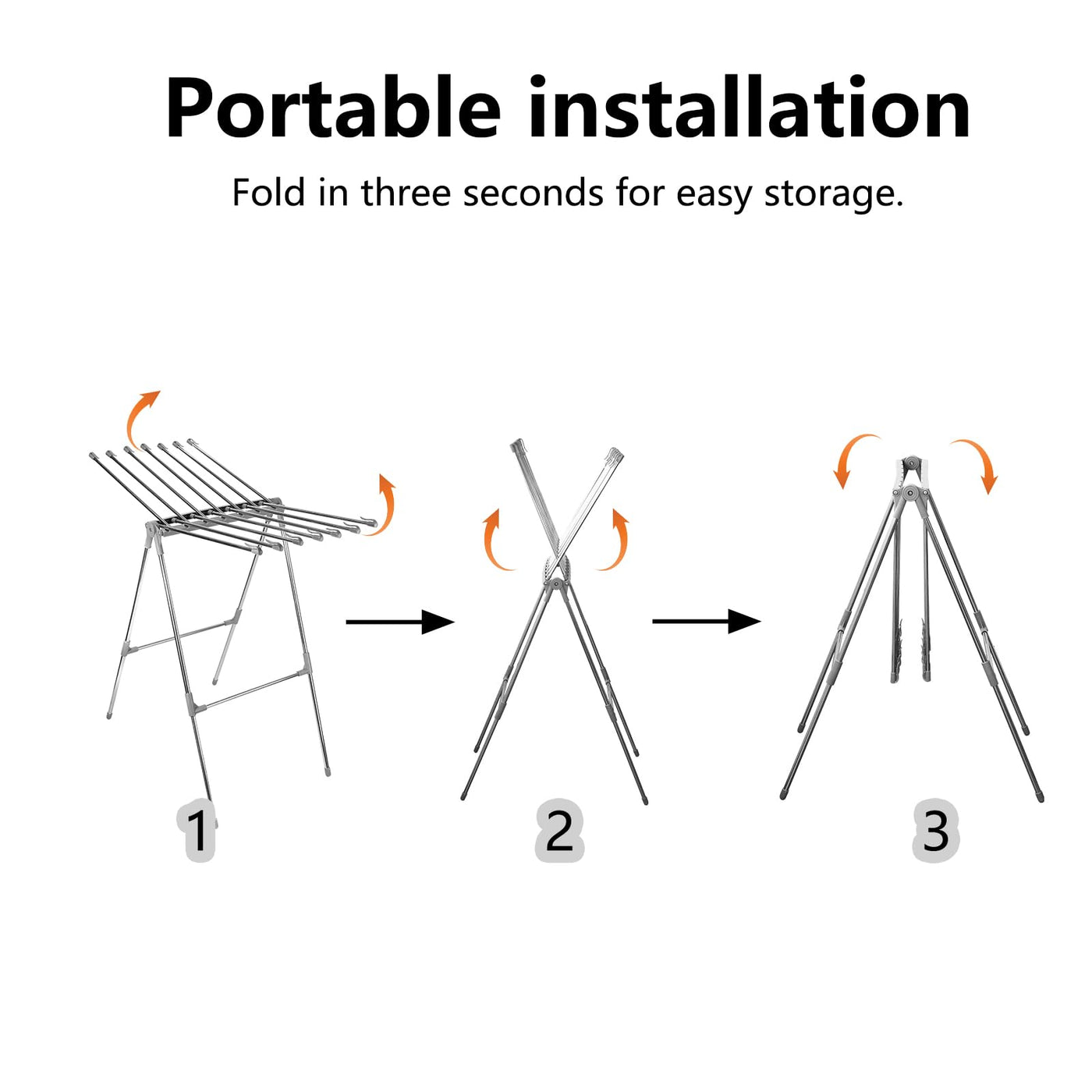 Sinbide Wäscheständer Interieur Faltbarer Wäscheständer mit 2 Flügeln Wäscheständer Edelstahl Standtrockner Gewichtskapazität 10kg Wäschetrockner mit Clip Windschutz Wäschetrockner Outdoor