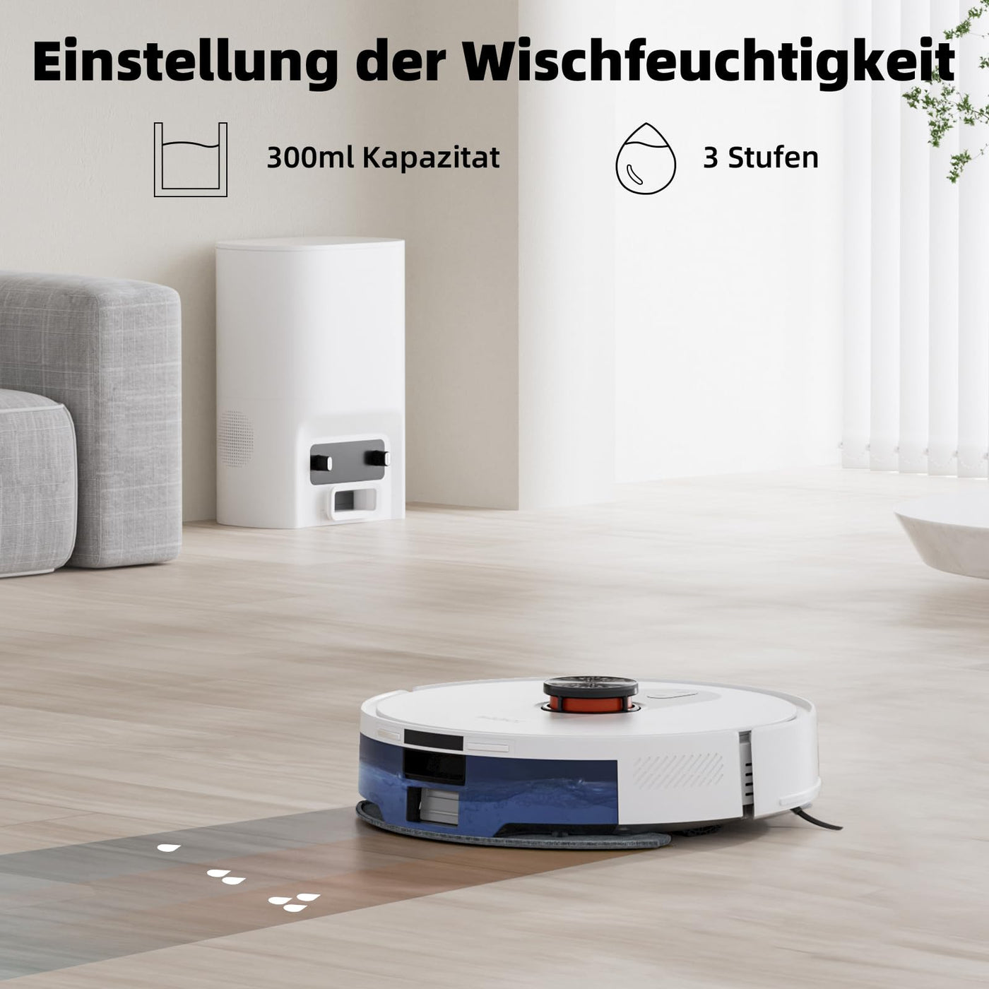ROIDMI EVE ROOK Saugroboter mit Wischfunktion Absaugstation - 5000Pa Staubsauger Roboter Wisch LiDAR-Navigation Selbstreinigung Automatisch 75 Tage App Sprachsteuerung für Tierhaare Teppiche Hartboden