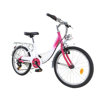 XUEMANSHOP Kinderfahrrad, 20 Zoll Fahrrad mädchen, 6-Gang-schaltung Fahrrad Damen mit Scheinwerfer, Belastbarkeit Max 90kg für 6,7, 8, 9, 10 Jahr