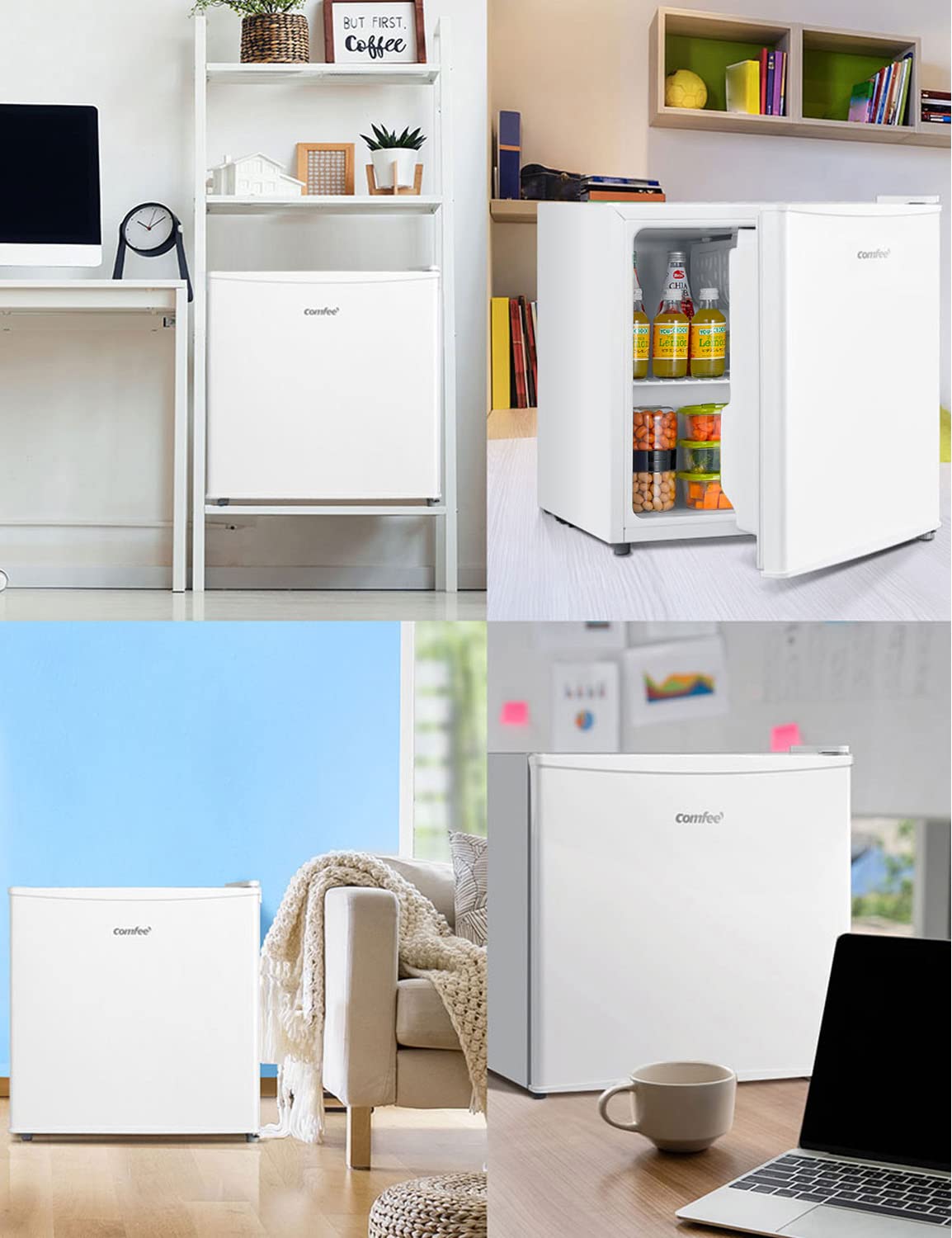 Comfee RCD50WH2(E) Mini Kühlschrank / 43L Kühlbox mit Eisfach/Kühlschrank Klein für Zimmer & Büro/Schnelle Kühlung in der Chiller Box/Temperaturregelung/Verstellbare Füße / 80 kWh/Jahr/Weiß