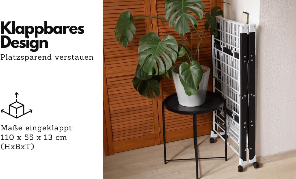 Loving Home® Faltbarer Wäscheständer, Standtrockner, Wäschetrockner Turm 175 x 83 x 112 cm mit Rollen, belastbar bis 35 kg, Trockenlänge 21 m