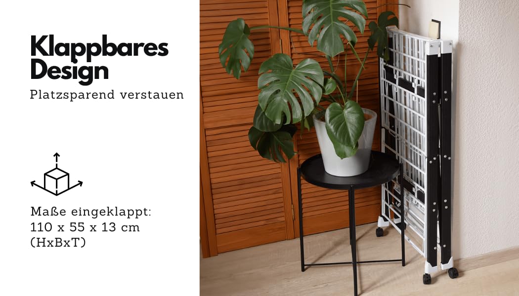 Loving Home® Faltbarer Wäscheständer, Standtrockner, Wäschetrockner Turm 175 x 83 x 112 cm mit Rollen, belastbar bis 35 kg, Trockenlänge 21 m