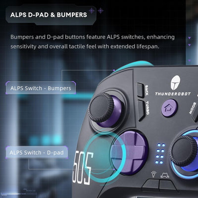 Thunderobot G50S 1000HZ Controller PC Wireless für Windows PC,Switch,IOS&Android,6 Programmierbare Tasten,PC Controller Gaming mit Hall-Effekt-Joysticks&Trigger/Gyroskop (Schwarz, G50S)
