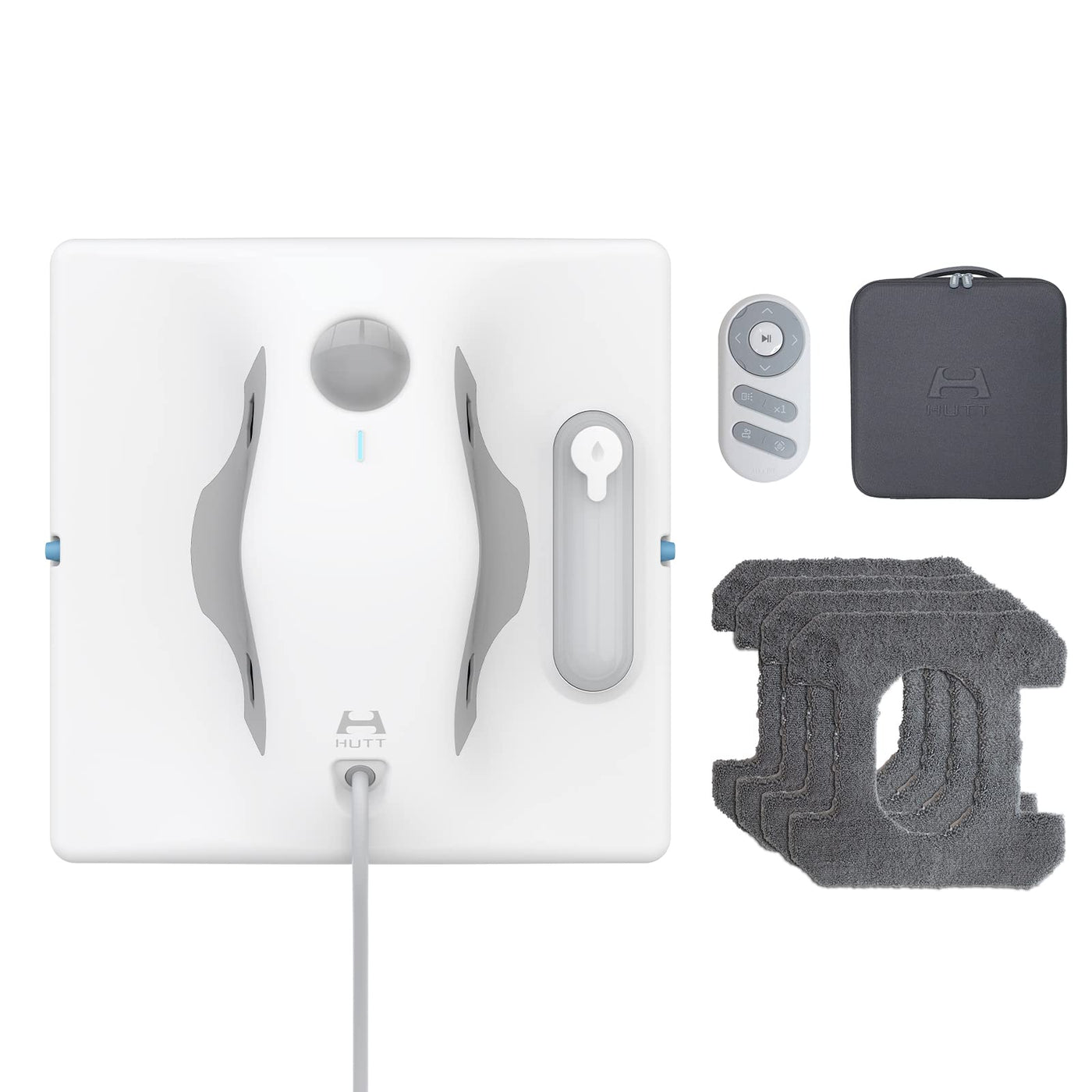 Hutt W8 Fensterputzroboter mit 2-Fach Sprühsystem (80ml Tank, max 3800Pa Saugleistung, Kanten- und Hinderniserkennung, Für Glas, Fliesen, Wintergärten, Spiegel etc, Sicherungsseil, 4x Reinigungstuch)