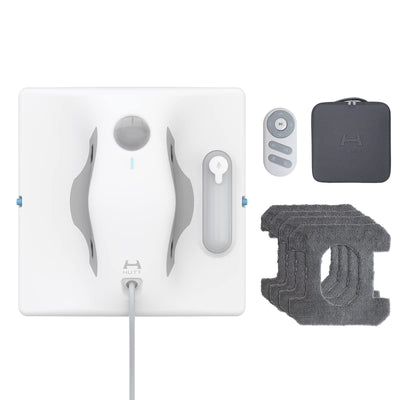 Hutt W8 Fensterputzroboter mit 2-Fach Sprühsystem (80ml Tank, max 3800Pa Saugleistung, Kanten- und Hinderniserkennung, Für Glas, Fliesen, Wintergärten, Spiegel etc, Sicherungsseil, 4x Reinigungstuch)