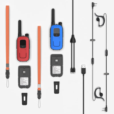 Radioddity PR-T3 Walkie Talkie für Kinder 16 Kanäle PMR446 Funkgerät für 3-12 Jahre Kinder VOX mit Taschenlampe 4KM Reichweite für Abenteuer, Outdoor, Camping, 2 Stücke(Rot & Blau)