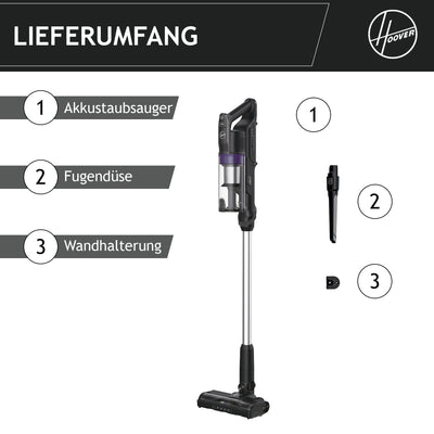 Hoover HF1 Plus [HF1PZ10H] Akku Staubsauger kabellos mit XL Staubbehälter & LED, bis zu 45min Laufzeit, für alle Bodenarten, Anti Twist gegen Haarverwicklung, Akkusauger mit Parkfunktion, 0.7L