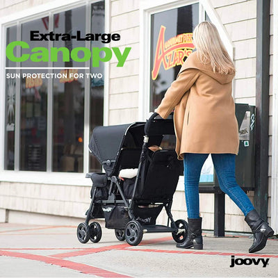 Joovy Caboose Too Ultralight Graphite Kinderwagen mit Rücksitz, Geschwisterkinderwagen, Doppelkinderwagen, Sit and Stand Kinderwagen, Schwarz