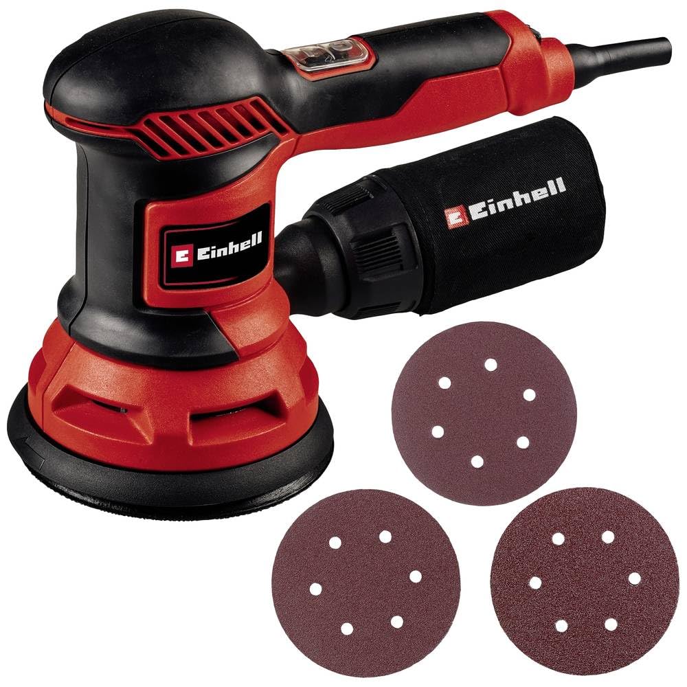 Einhell Exzenterschleifer TC-RS 425 E (425 W, Schleifteller Ø 125 mm, max. Schwingzahl 26.000 min-1, Schwingkreis 2,5 mm, inkl. Schleifpapier je 1x P60, P80, P120)