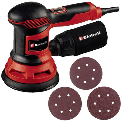Einhell Exzenterschleifer TC-RS 425 E (425 W, Schleifteller Ø 125 mm, max. Schwingzahl 26.000 min-1, Schwingkreis 2,5 mm, inkl. Schleifpapier je 1x P60, P80, P120)