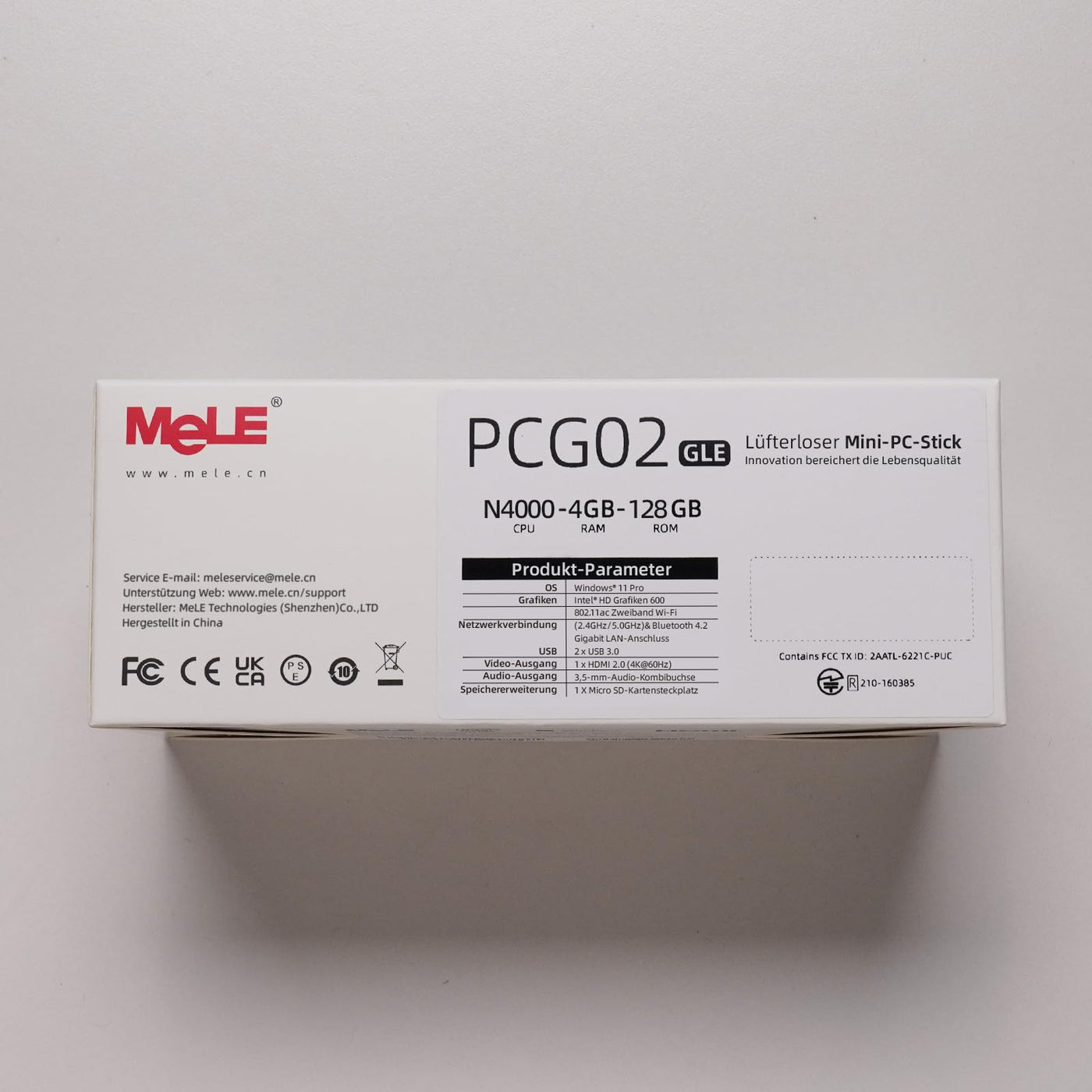 MeLE PCG02 Lüfterloser Mini PC Stick Windows 11 Home Celeron N4000(bis zu 2.6GHz) 4GB LPDDR4 128GB ROM Micro Computer Kleiner Desktop mit Gigabit Ethernet, 4K HDMI