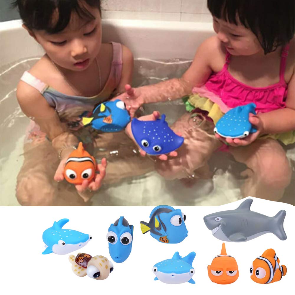 Baby Badespielzeug, Finden Dory Nemo Spritzen Spielzeug Bath Squirters Badespielzeug für Baby- und Kleinkindspielzeug Duschen und Schwimmen (6 Stück)