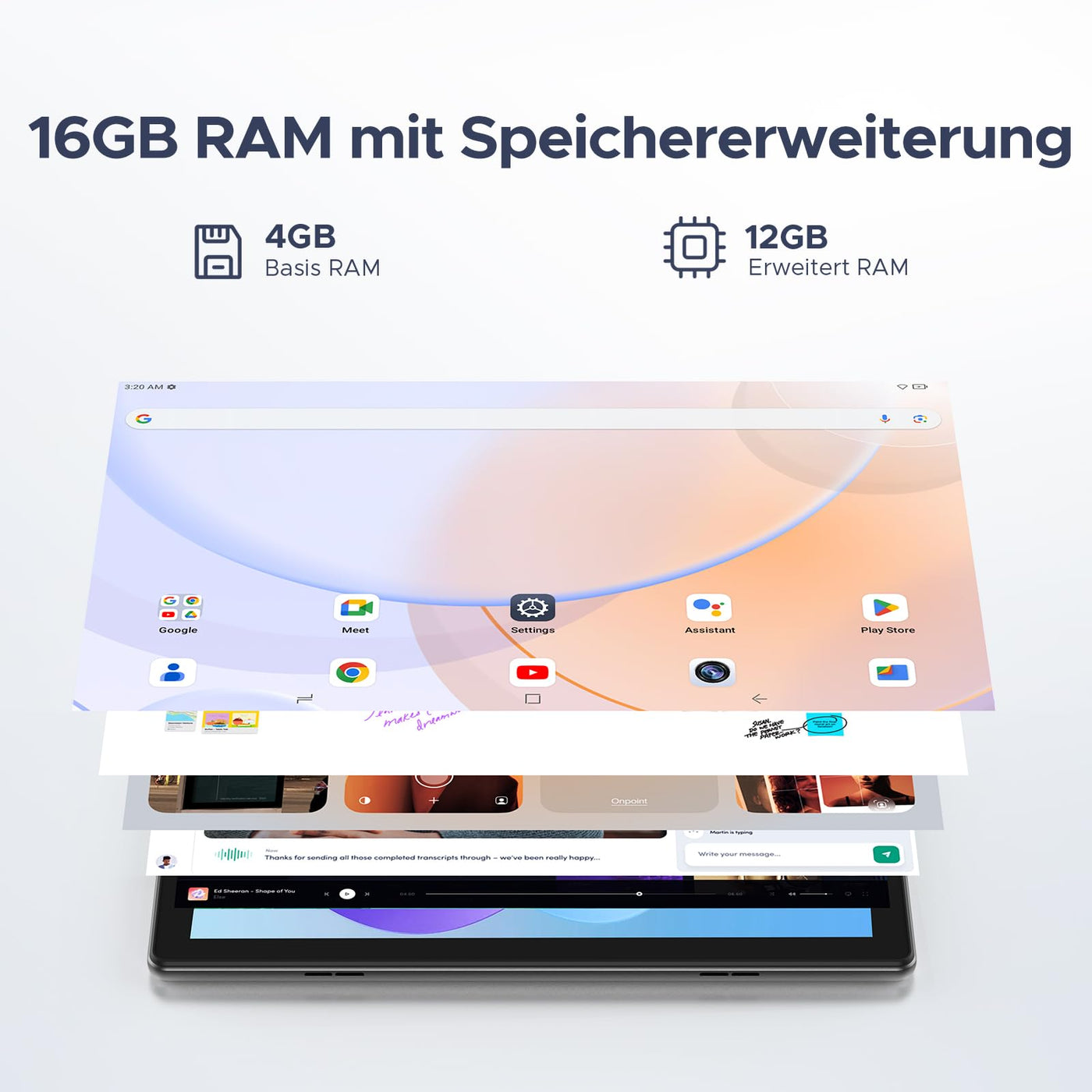 DOOGEE U10 2025 Neueste Android 15 Tablet 10 Zoll, 16GB RAM+128GB ROM (2TB TF) Kinder Tablets PC 5060mAh Gaming Tablet Android, Widevine L1/ 8MP+5MP Dual Kamera/WiFi 6/ Type C/ 3.5mm Kopfhörerbuchse