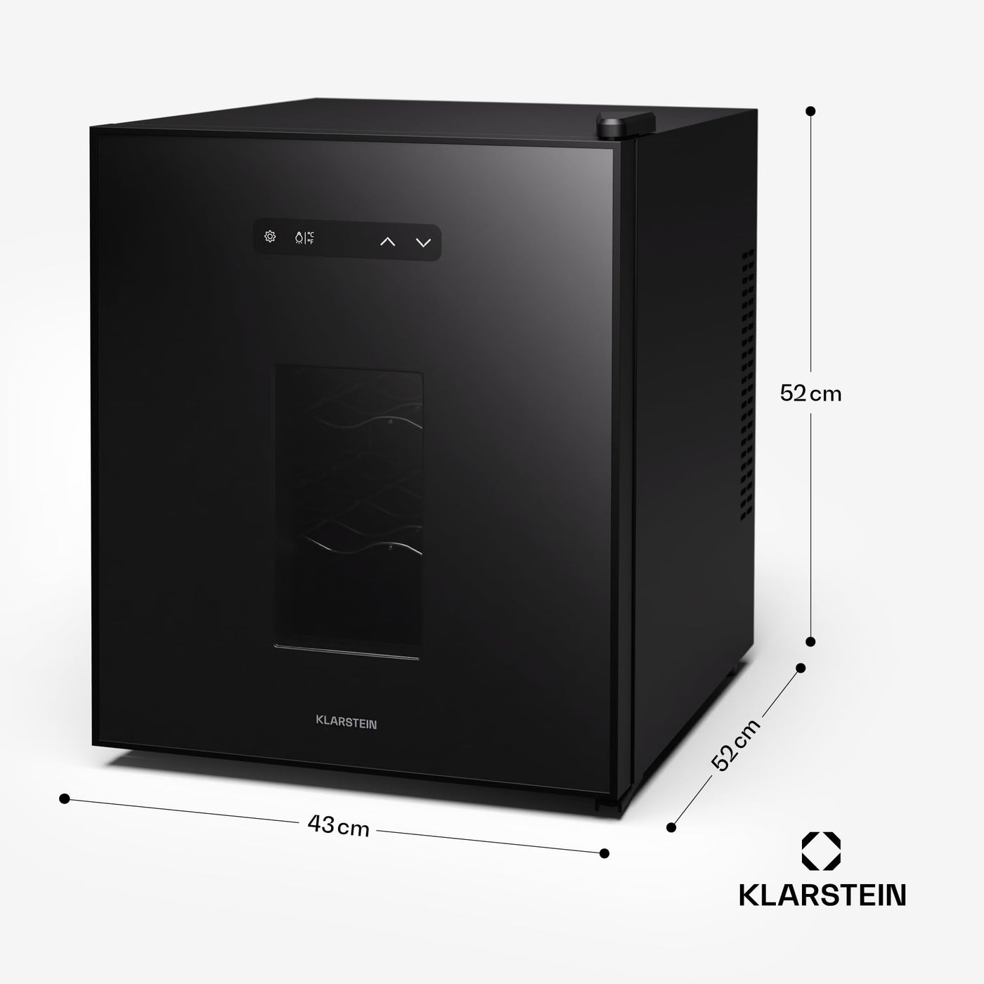 Klarstein Freistehender Weinkühlschrank, 1 Zonen Getränkekühlschrank Klein, Kleiner Weinschrank, Wein-Kühlschrank mit Glastür, Leiser Flaschenkühlschrank für Wein & Bier, 5-22°C, 16 Flaschen