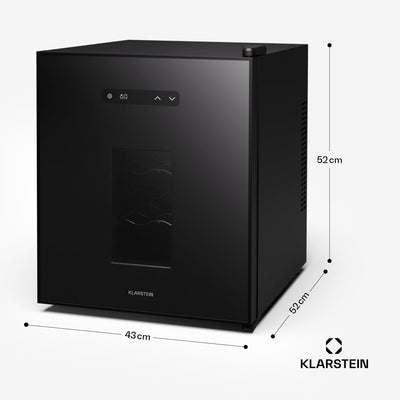 Klarstein Freistehender Weinkühlschrank, 1 Zonen Getränkekühlschrank Klein, Kleiner Weinschrank, Wein-Kühlschrank mit Glastür, Leiser Flaschenkühlschrank für Wein & Bier, 5-22°C, 16 Flaschen