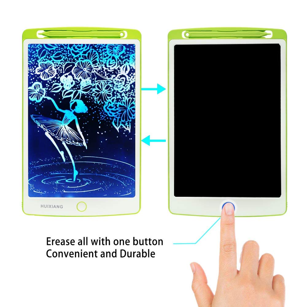 HUIXIANG Schreibtafel LCD Writing Tablet 10 Zoll Bunte Elektronischer Notizblock Tafel Schreiben Tablette Digitaler Drawing Pad Grafiktablet Kinder Junge Mädchen, Grün