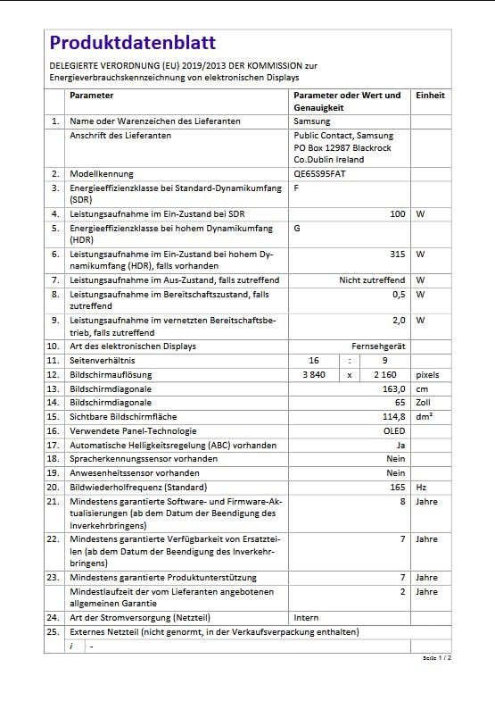 Samsung OLED S95F 65 Zoll (163 cm) 4K Fernseher, Antireflexion, NQ4 AI Gen3