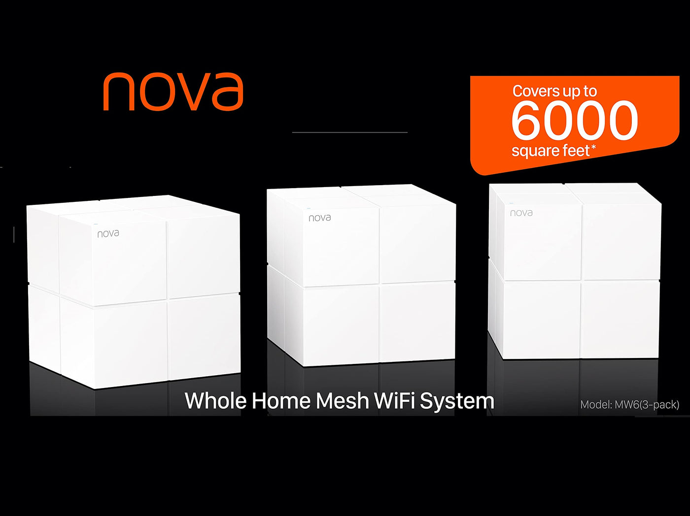 Tenda Nova MW6 Mesh WLAN System - AC1200 Dual Band WLAN Mesh System-empfohlen für Häuser mit 3-5 Schlafzimmern-6X Gigabit Port - Ersetzt WLAN Router & Repeater-Kompatibel mit Alexa-3Pack