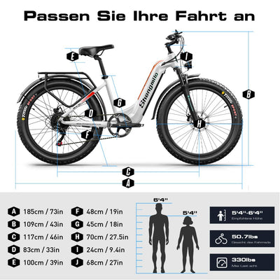 Shengmilo E Bike Herren,Mountainbike,80NM,48V 17.5AH Batterie,26 Zoll E Bike Damen,7-Gang Getriebe mit LCD-Display,Dual Shock Elektrofahrrad,Citybike,COC,CE (MX06)