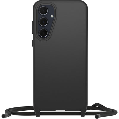 OtterBox React Necklace Hülle für Samsung Galaxy A35 5G, ultraschlanke, schützende Hülle mit Verstellbarer und Abnehmbarer Handykette, Getestet nach Militärstandard, Schwarz