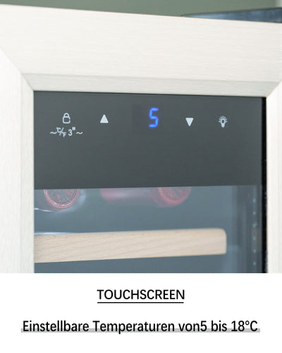 Kalamera Weinkühlschrank, 12 Flaschen 35 Liter Weinklimaschrank klein mit Kompressor, 5-18°C, KRC-35FCSS